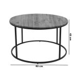 Tavolina e kafesë Emilian  oak melamine-black metal D60x42cm - Image 3