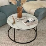 Tavolina e kafesë Emilian  mermer i bardhë melamine-metal i zi D60x42cm - Image 2