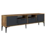 Tv stand Fumomel  melamine arra-errët gri-e zezë 180x35x54cm