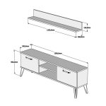 Mobilje televizori Meliray, melaminë e bardhë 150x30x50,6cm - Image 5