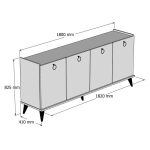Buffet Lireta  melamine arra-e zezë 182x41x82.5cm - Image 5