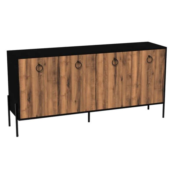 Buffet Twely melamine arra-e zezë 160x40,5x79cm
