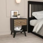 Bedside Flipter  melamine black-oak 40x40x55cm - Image 2