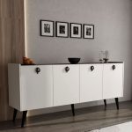 Buffet Jeslie  melamine white-marble look 180x40x79cm - Image 2