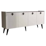 Buffet Jeslie  melamine white-marble look 180x40x79cm