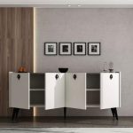 Buffet Jeslie  melamine white-marble look 180x40x79cm - Image 3
