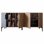 Bufe Tajesy, melaminë gri e errët-lisi 180x40x78cm - Image 4