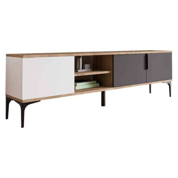 Tv stand Grego melamine bardhë-errët gri 180x34x51cm