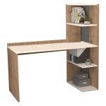 Tavoline studimi me raft Caolin, melaminë lisi-e bardhë 120x52x140cm