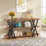 Rafti i dyshemesë Jisku druri i arrës-metal i zi 180x25x90cm - Image 2