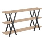 Rafti i dyshemesë Jisku  natyrore dru-metal i zi 180x25x90cm