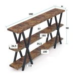 Rafti i dyshemesë Jisku  natyrore dru-metal i zi 180x25x90cm - Image 3