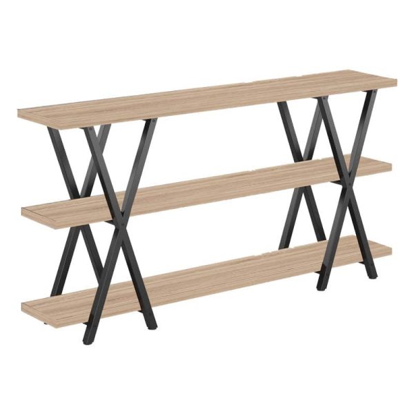 Rafti i dyshemesë Jisku  natyrore dru-metal i zi 180x25x90cm