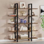 Bookcase Esthon  walnut-black metal 120x28x180cm - Image 2