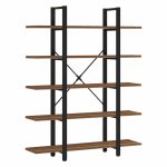 Bookcase Esthon  walnut-black metal 120x28x180cm