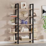 Bookcase Esthon  metali natyral-i zi 120x28x180cm - Image 2