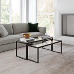 Tavolina mesi Redro, set dy copë, metail i zi, 100x40x45cm - Image 2