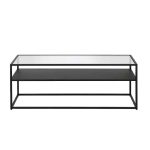 Tavolina e kafesë Kaghetana me metal të zi dhe xham, 110x50x45cm - Image 3