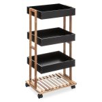 4-Shkallë trolley Irene  ngjyra druri natyrore-e zezë 41x30x88cm