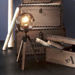 Llambë tavoline Fibi Ε27, ngjyrë natyrale-e zezë-ari 21x21x54cm - Image 2