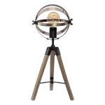 Llambë tavoline Fibi Ε27, ngjyrë natyrale-e zezë-ari 21x21x54cm - Image 3