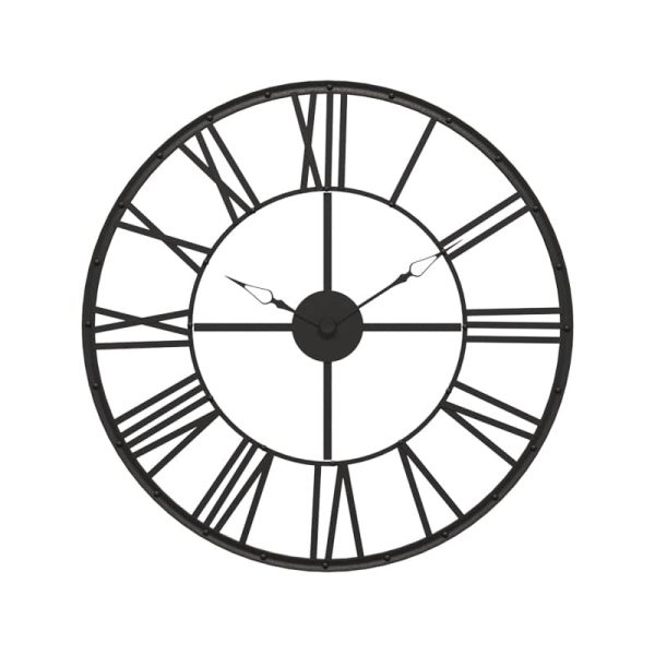 Orë muri Tikter, metal i zi D69.5x4cm