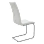 Tavolina e ngrënies e vendosur 5pcs Steve me qelq-karrige të bardhë pu D120x74,5cm - Image 6