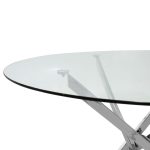 Tavolina e ngrënies e vendosur 5pcs Steve  me qelq-karrige gri antike pu D120x74,5cm - Image 4