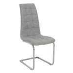 Tavolina e ngrënies e vendosur 5pcs Steve  me qelq-karrige gri antike pu D120x74,5cm - Image 5