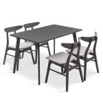 Set ngrënieje Benson - Orlean  5pcs 120x75x75cm në pëlhurë rustike - gri