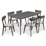 Set ngrënieje Benson - Toto  7pcs 150x90x75cm në pëlhurë gri - gri rustike
