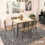 Tavolina e ngrënies Shazam-Tania 7pcs polymorphic-opening MDF sonoma-beige 120-160x80x76cm - Image 2