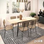 Tavolina e ngrënies Shazam-Tania 7pcs polymorphic-opening MDF sonoma-beige 120-160x80x76cm - Image 3