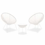 Komplet lounge 3 copë Acapulco  metal-pe e bardhë