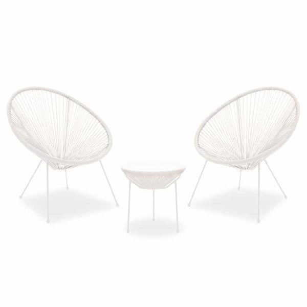 Komplet lounge 3 copë Acapulco  metal-pe e bardhë