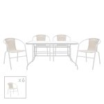 Komplet ngrënie 7 copë Valor-Obbi  metal-pe e bardhë