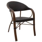 Set tavoline ngrënie Paula prej bastun prej palme kacavjerrëse 5  metal-pe në nuancë kafe - Image 3