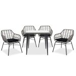 Komplet ushqimi Naoki 5 copë metal i zi-pe gri