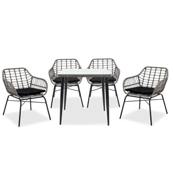 Komplet ushqimi Naoki 5 copë metal i zi-pe gri