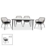 Komplet ushqimi Naoki 7 copë  metal i zi-pe gri