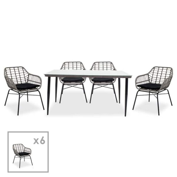 Komplet ushqimi Naoki 7 copë  metal i zi-pe gri