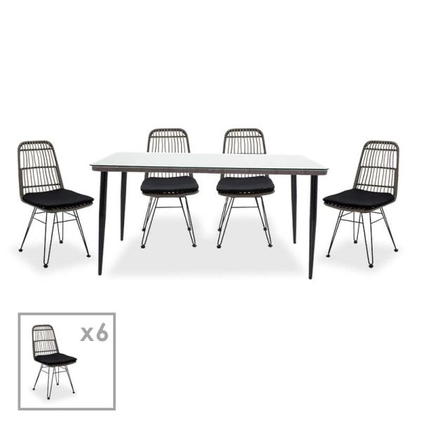 Komplet ushqimi Naoki 7 copë metal i zi-pe gri