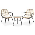 Komplet lounge 3 copë Gaus-Naoki  metal-e zezë-pe natyrale