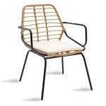 Komplet lounge 3 copë Gaus-Naoki  metal-e zezë-pe natyrale - Image 3