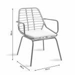 Dhoma e ndenjes Gaus-Naoki Komplet 3 metal i zi dhe bastun prej palme kacavjerrëse pe në nuancë gri 63x60x82cm - Image 6