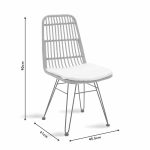 Gaus-Naoki Lounge B set me 3 metal i zi dhe bastun prej palme kacavjerrëse pe në nuancë gri 45.5x61x90cm - Image 6