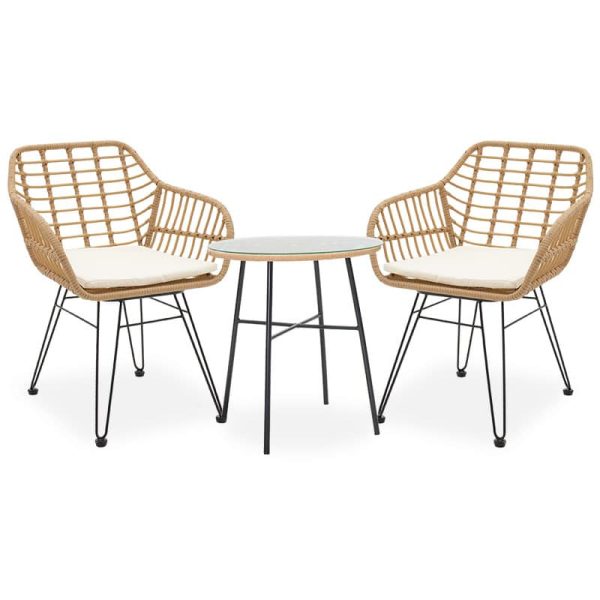 Komplet ngrënieje 3 copë Gaus-Naoki metal i zi-pe natyral.