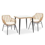 Komplet ushqimi Naoki 3 copë metal i zi-pe natyral