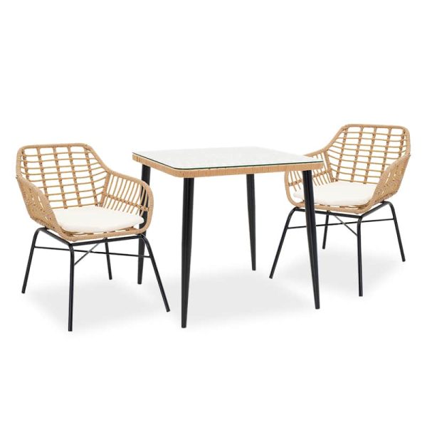 Komplet ushqimi Naoki 3 copë metal i zi-pe natyral