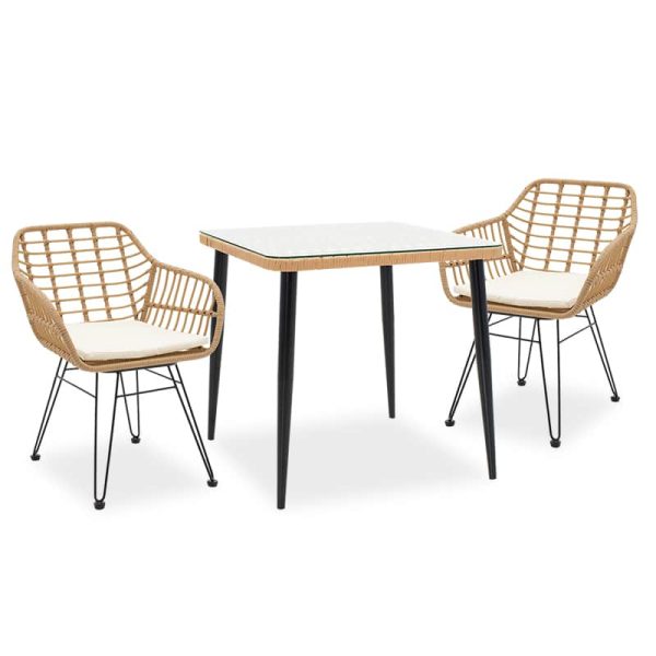 Komplet ngrënieje Naoki 3 copë  metal-e zezë pe-natyrale